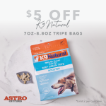 $5 off K9 Naturals tripe bags