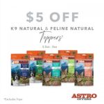 K9 & Feline Natural | $5.00 OFF Select Toppers