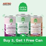 Biy 3 get 1 free, Open Farm cans